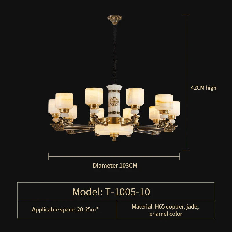 Afralia™ Luxury Zinc Alloy Jade Chandelier for Living Room, Villa, and Restaurant