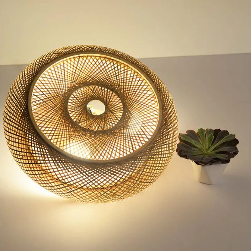 Afralia™ Bamboo Wicker Rattan Round Lantern Ceiling Light - Chinese Style Hand-Woven Fixture