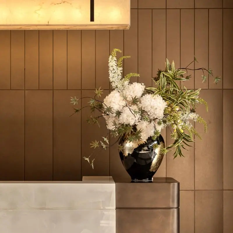 Afralia™ Gold Foil Ceramic Vase for Flower Arrangement and Home Decoration