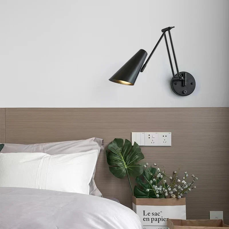 Afralia™ Nordic Iron Wall Lamp for Living Room Bedroom Study, Modern Adjustable Bedside Light Fixtures.