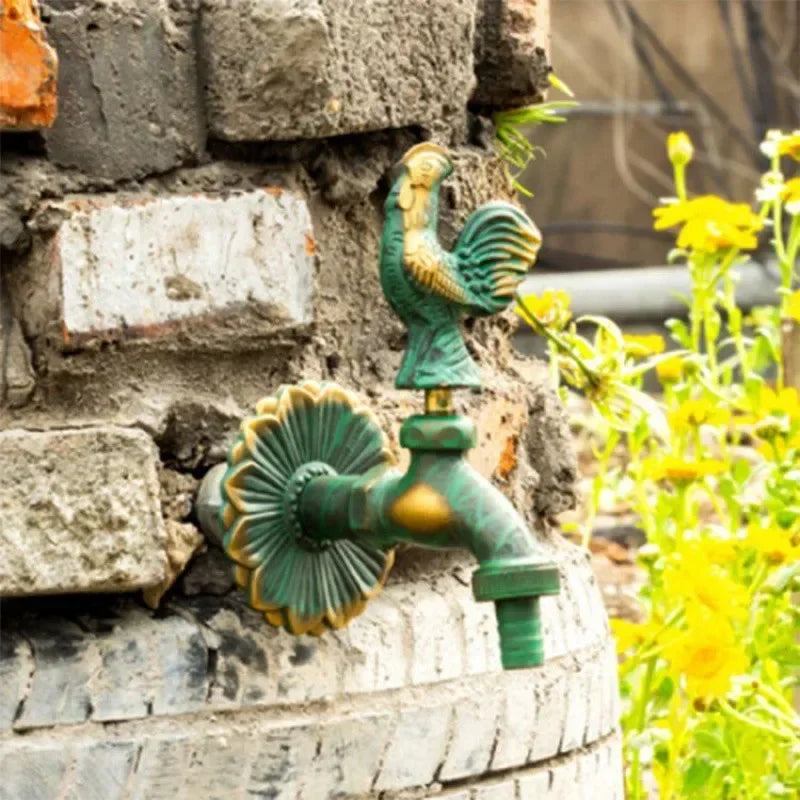 Afralia™ Antique Brass Wall Mount Garden Faucet for Kindergarden, Animal Design