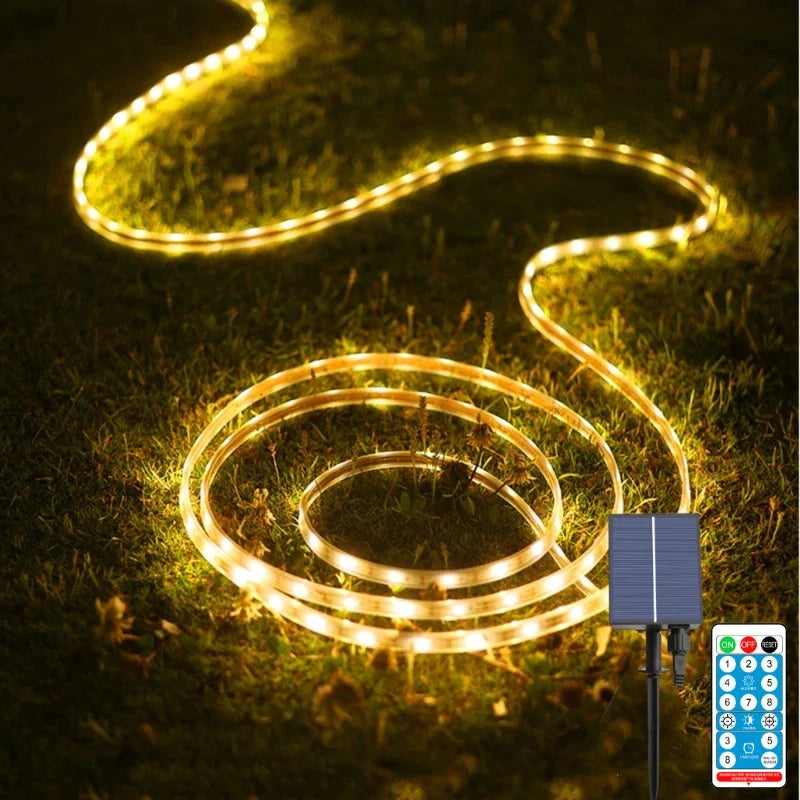 Afralia™ Solar RGB LED Outdoor Strip Light with Remote Control for Street Garden Fence Lighting