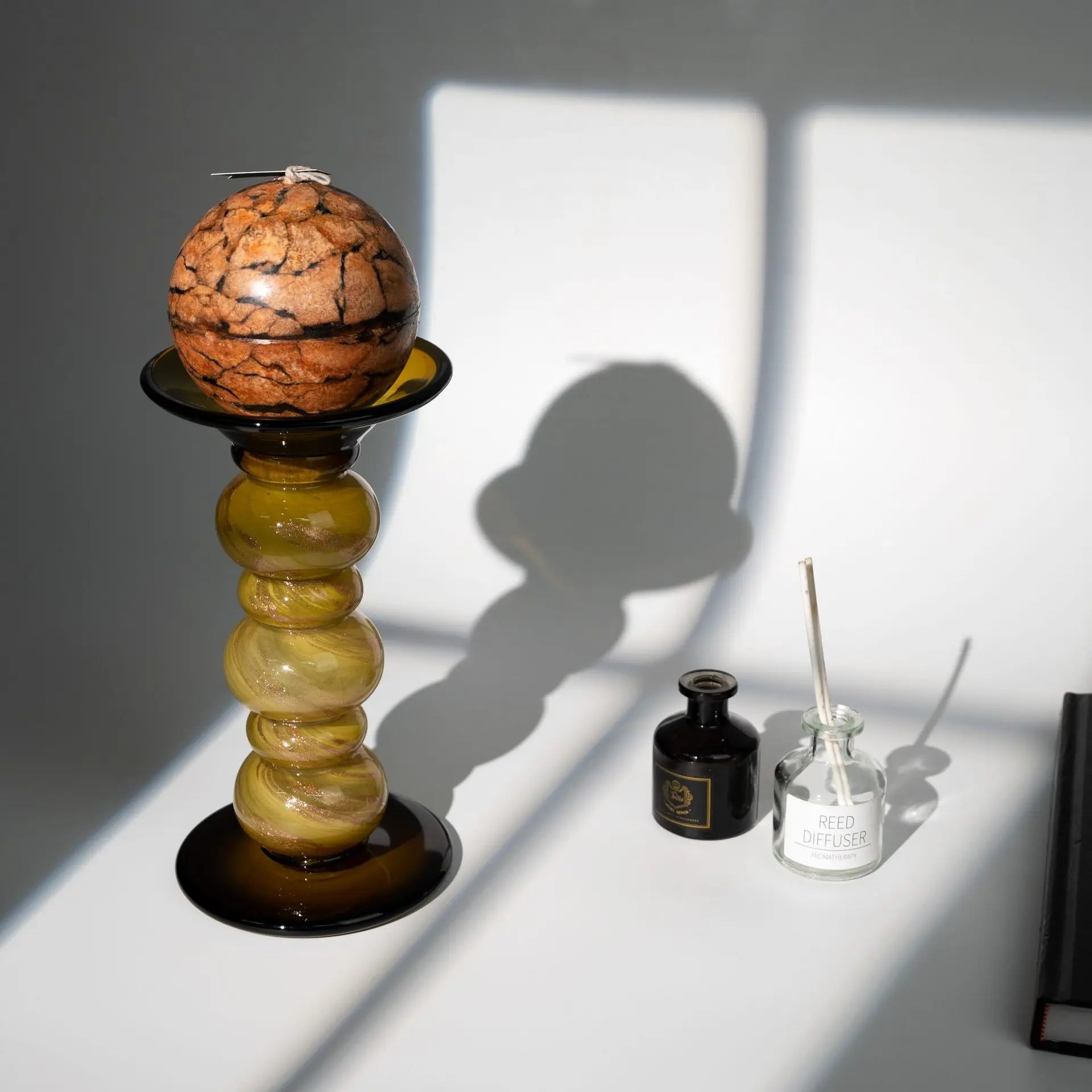 Afralia™ Glass Candlestick Geometric Pebbles Candle Holder for Wedding Centerpieces