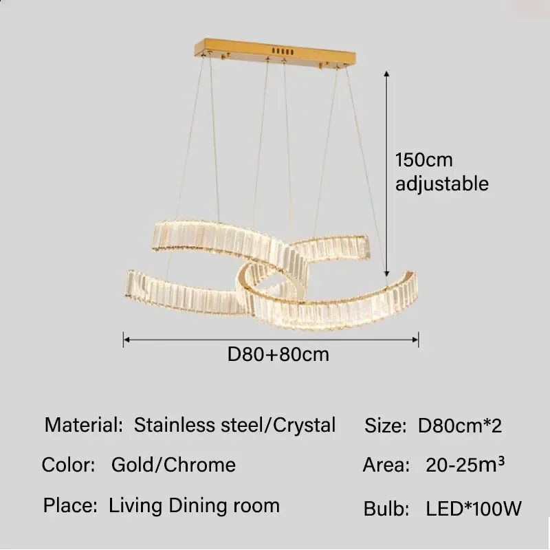 Afralia™ Gold Crystal LED Chandeliers for Home Living Dining Room Lighting