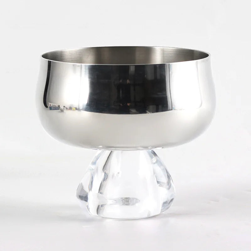 Afralia™ Stainless Steel Fruit Bowl with Transparent Base, High-legged, Desktop Storage Container