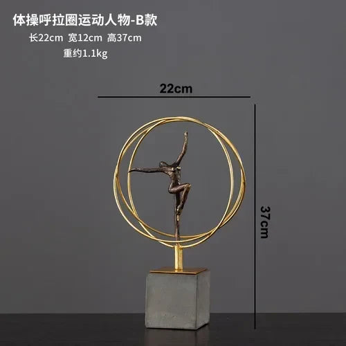 Resin Gymnast Art Sculpture by Afralia™ - Abstract Figure Statue for Home Decor