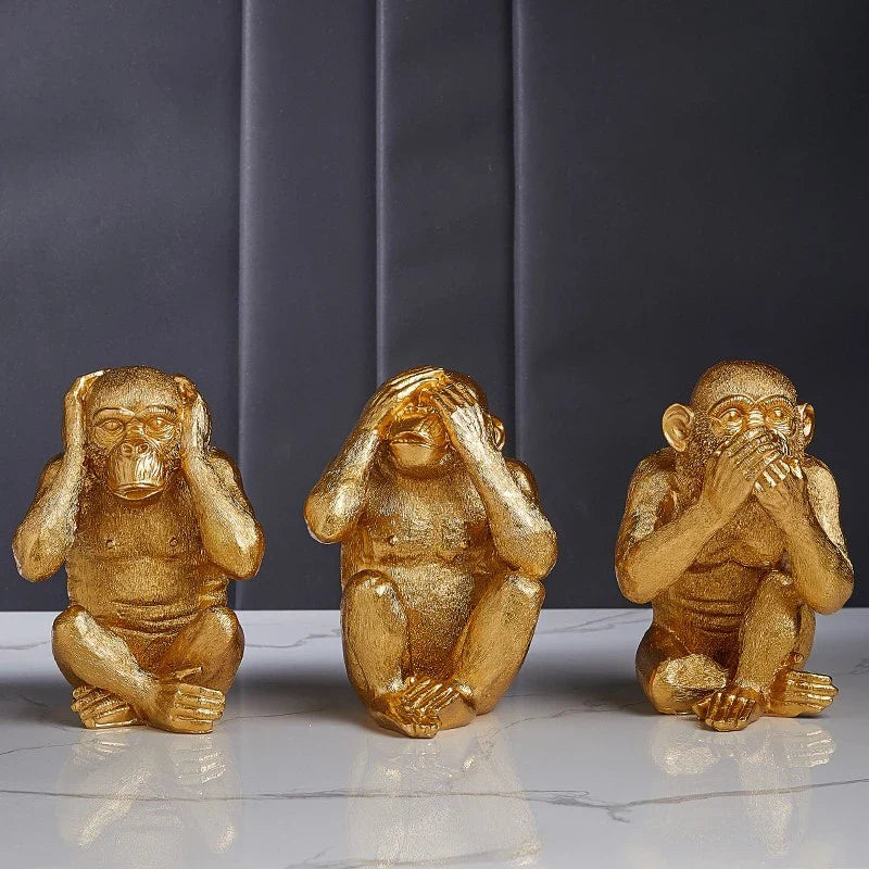 Afralia™ Golden Monkey Sculpture: Artisanal Baboon Decorative Figurine for Home Decor