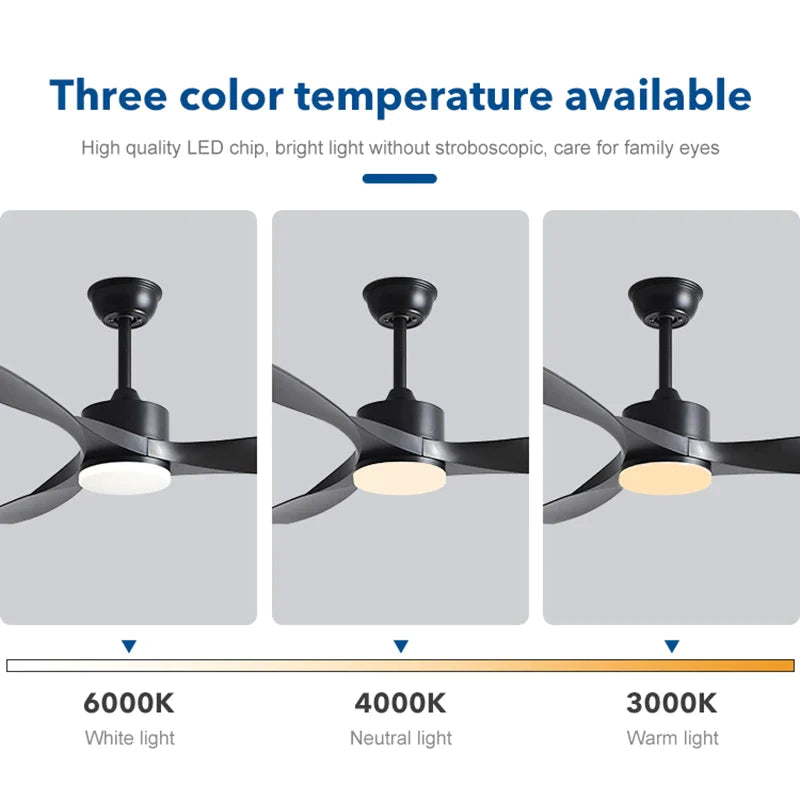 Afralia™ 52" Black Walnut Grain Ceiling Fan with LED Light & Remote Control