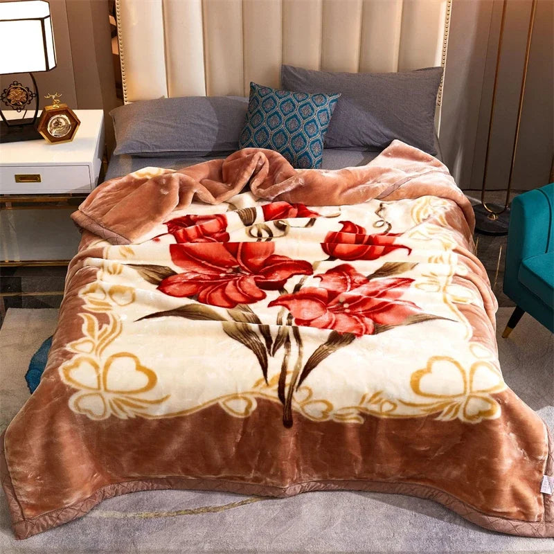 Afralia™ Winter Raschel Blanket: High-End, Warm, and Skin-Friendly for Single & Double Beds