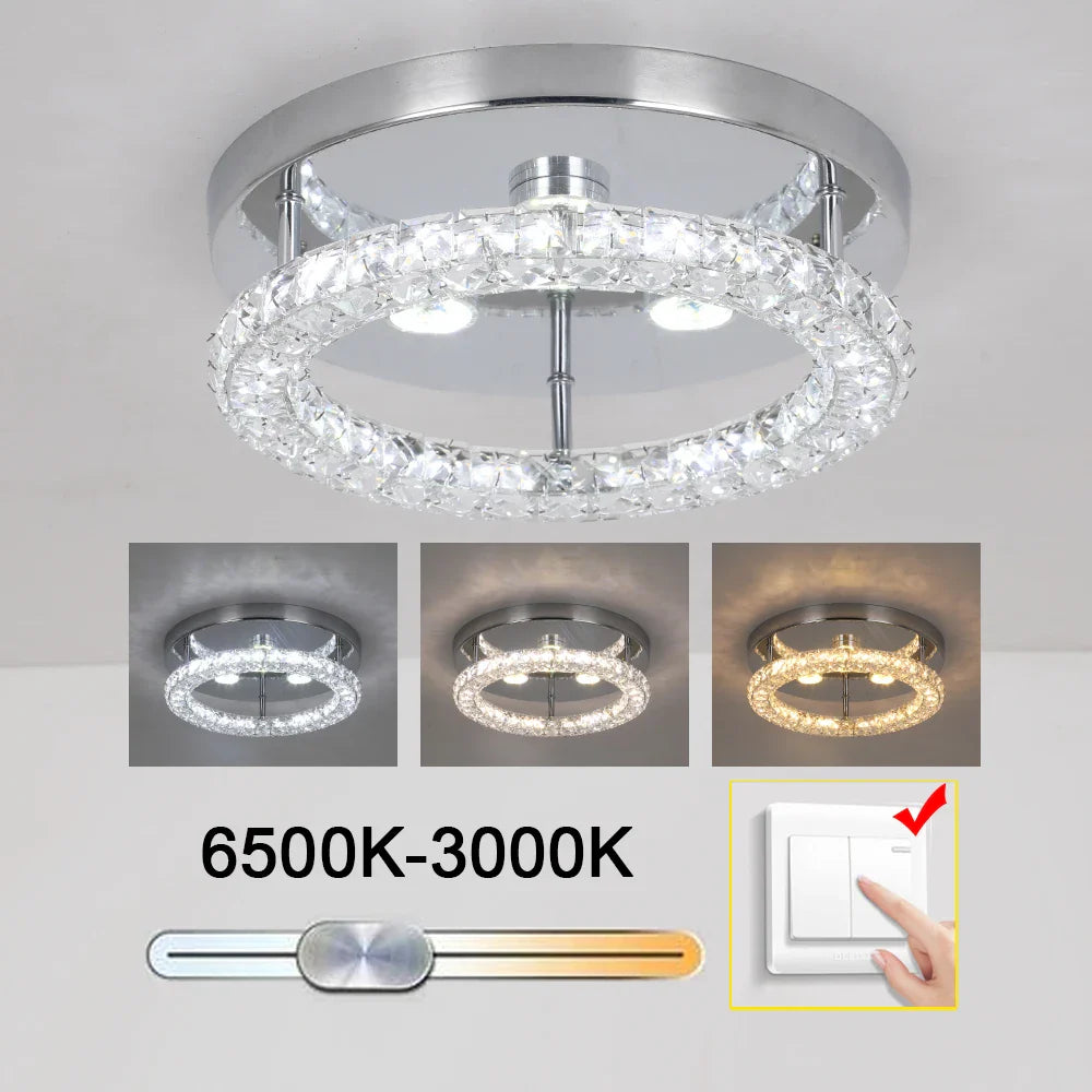 Afralia™ Luxury Crystal LED Chandelier Ceiling Lamp for Living Dining Room