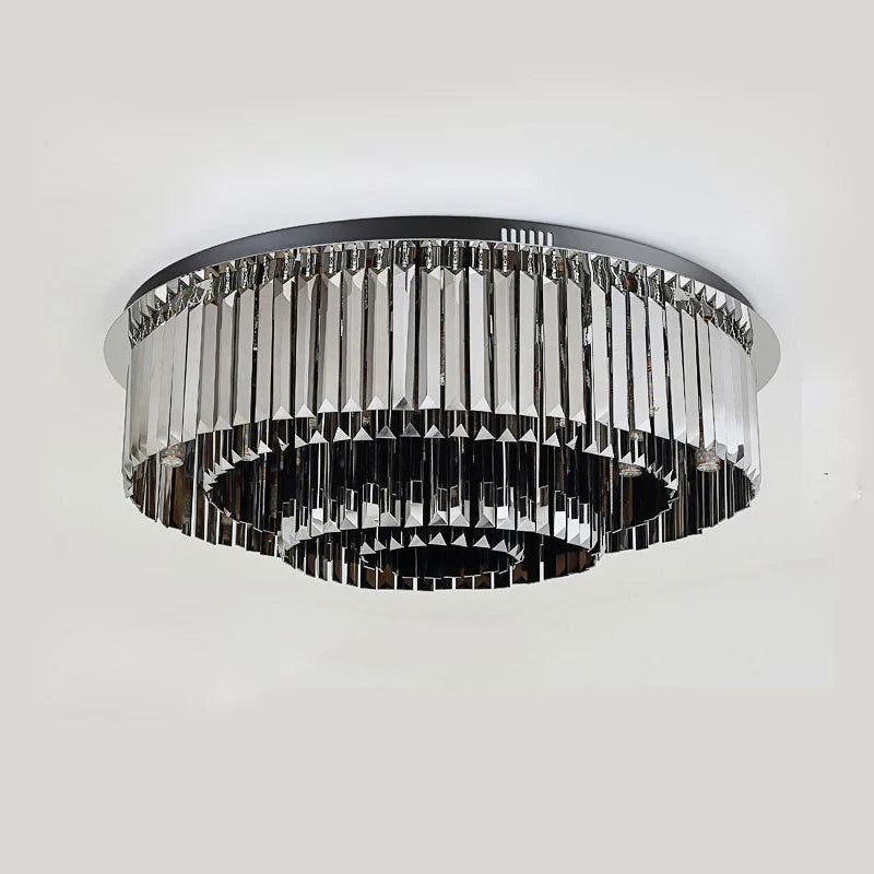Afralia™ Smoky Grey Crystal Ceiling Light for Living Room Bedroom LED Ambiance