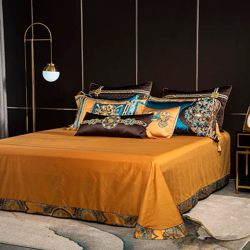 Afralia™ European Villa Brocade Bedding Set, Satin Jacquard, 800TC Egyptian Cotton, Duvet Cover