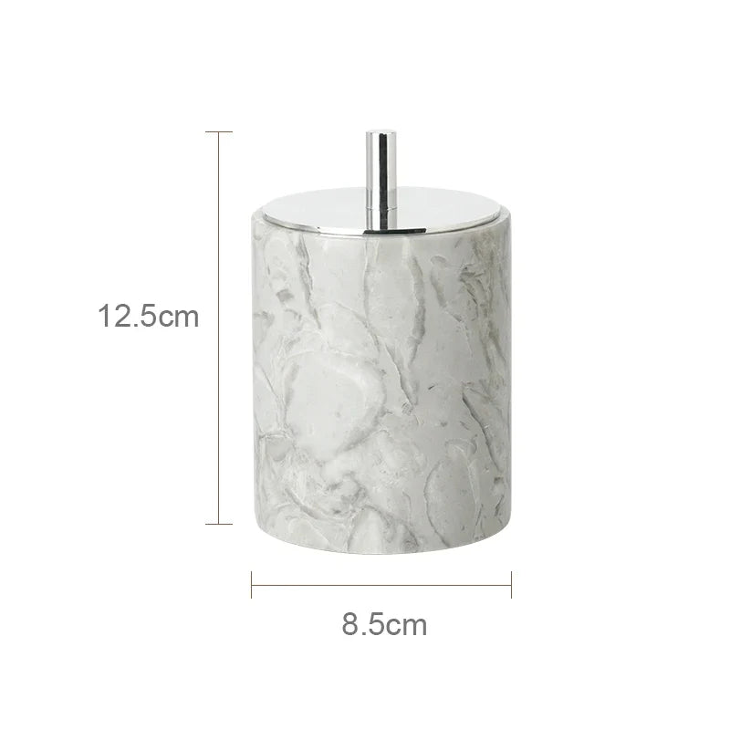 Afralia™ Marble Bathroom Accessories Set - Soap Dispenser, Toothbrush Holder, Cup, Toilet Brush