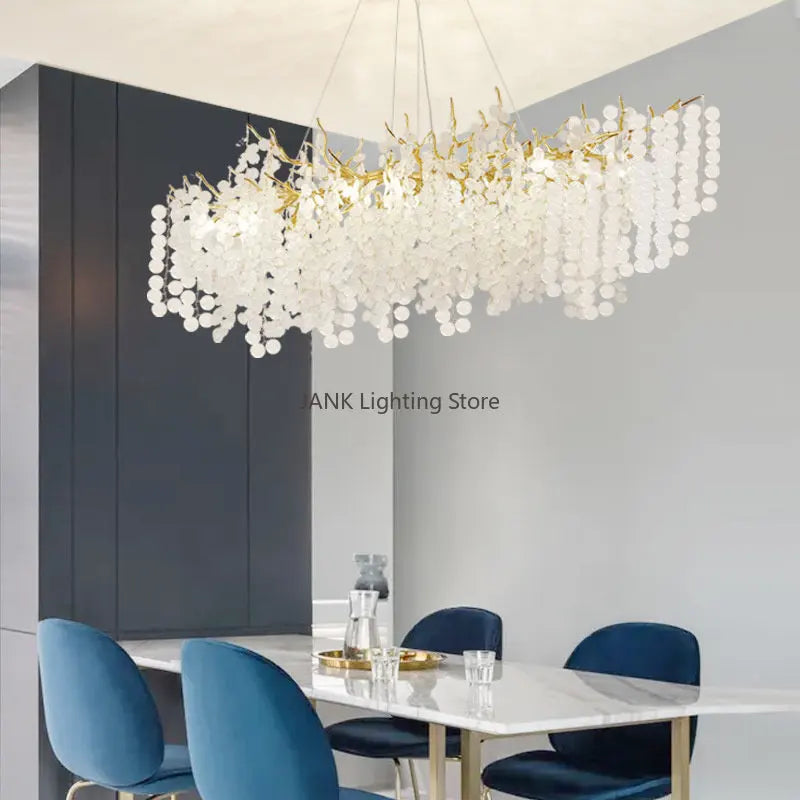 Afralia™ Circular Crystal Chandelier Living Room Pendant Lights LED Indoor Decoration