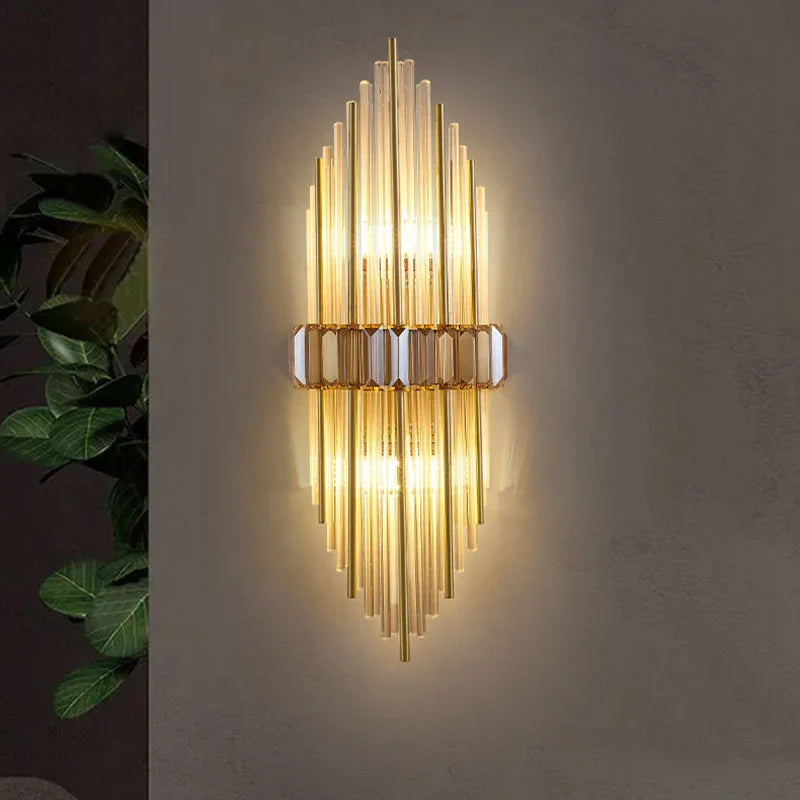 Afralia™ Crystal LED Wall Lamp Light Modern Luxury Sconces Indoor Lighting