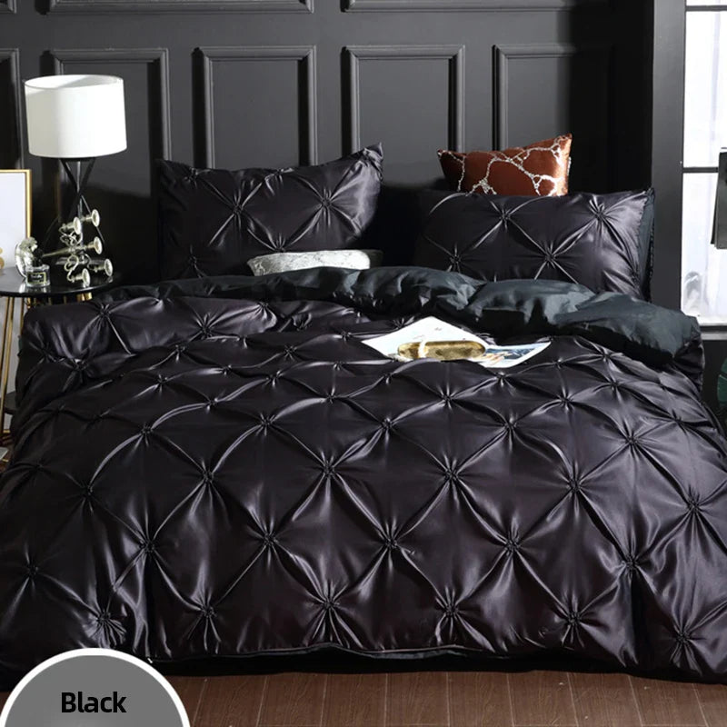 Afralia™ Chiffon Flower Design Duvet Cover Set with Pillow Cases - Soft Polyester Bedding