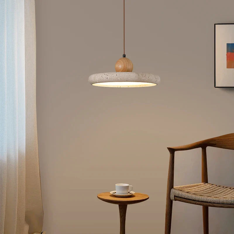 Afralia™ Vintage Yellow Travertine LED Pendant Lamp for Home Décor