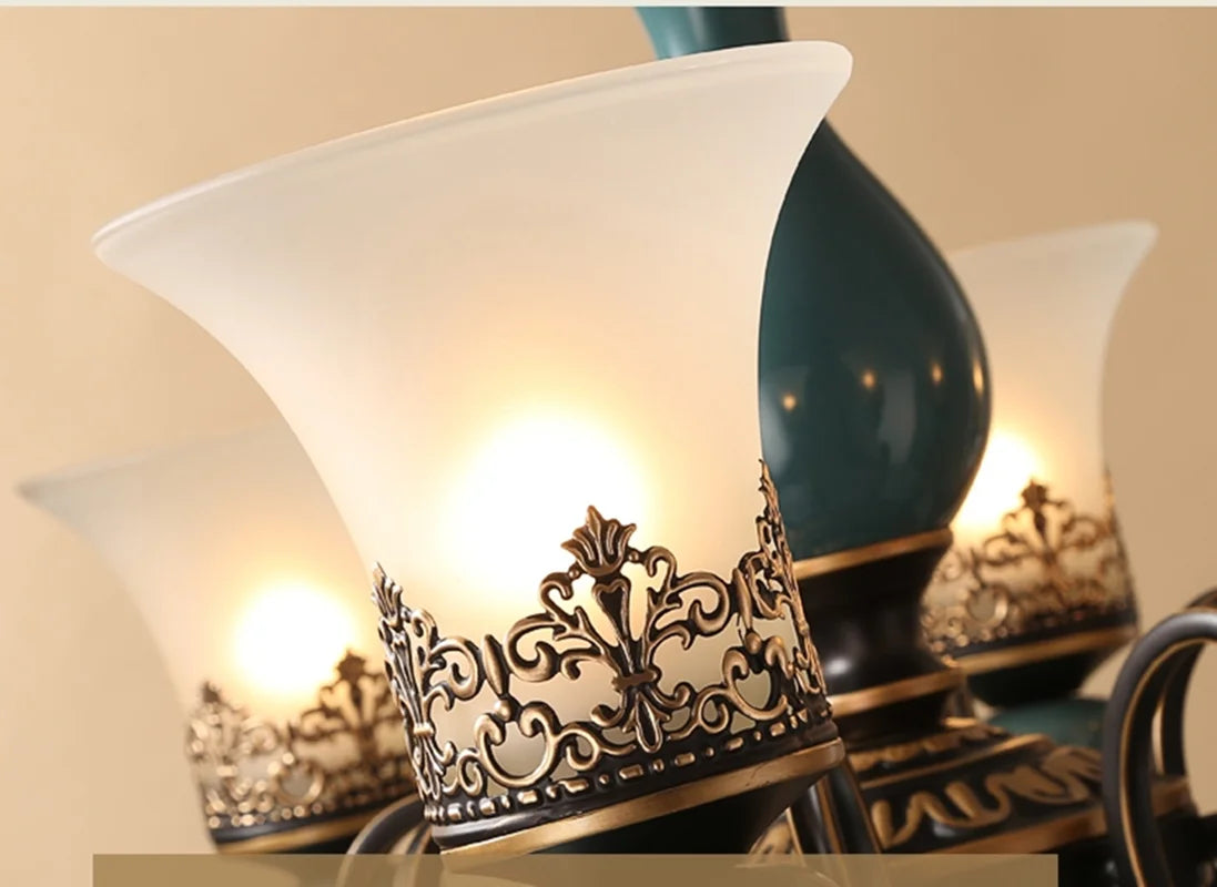 Afralia™ Vintage European Ceramic Chandelier for Living Room, Bedroom, Kitchen and Dining Room