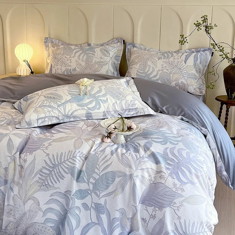 Afralia™ Satin Flower Fitted Sheet Set - Luxury 100% Cotton Print Bedding Set