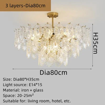 Afralia™ Elegant Glass Chandelier with LED Lights for Home Décor