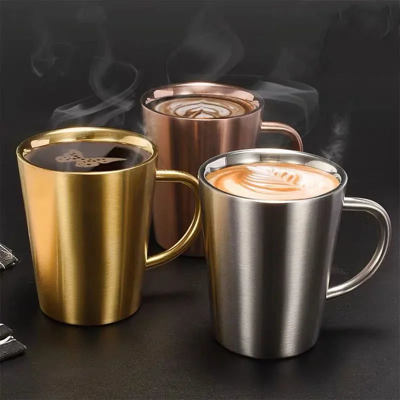 Afralia™ Double-Layer Stainless Steel Thermal Mug with Handle for Coffee and Beer