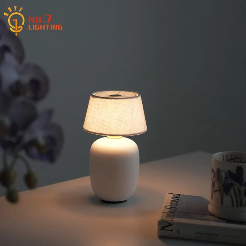 Afralia™ Retro Ceramics Table Lamp Touch Control LED Desk Light Home Decor