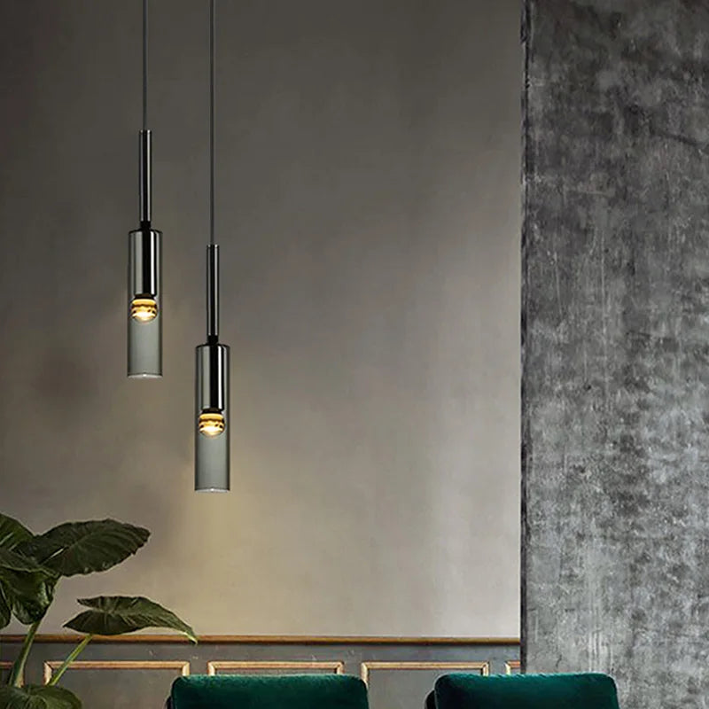 Afralia™ Minimalist Black Glass Chandelier: Luxury Dining Room Pendant Light Fixture