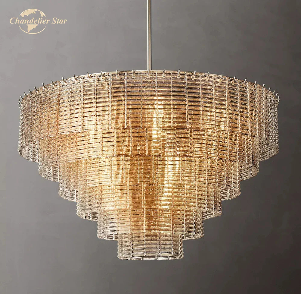 Afralia™ Sirene Clear Glass LED Chandelier - Modern Round Glass Hanging Lights