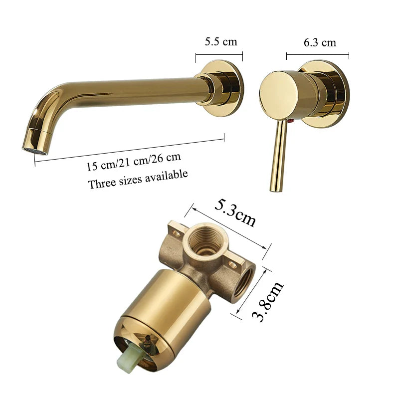 Afralia™ Gold Basin Faucet: Single Handle, Hot & Cold Water, Matte Black Finish