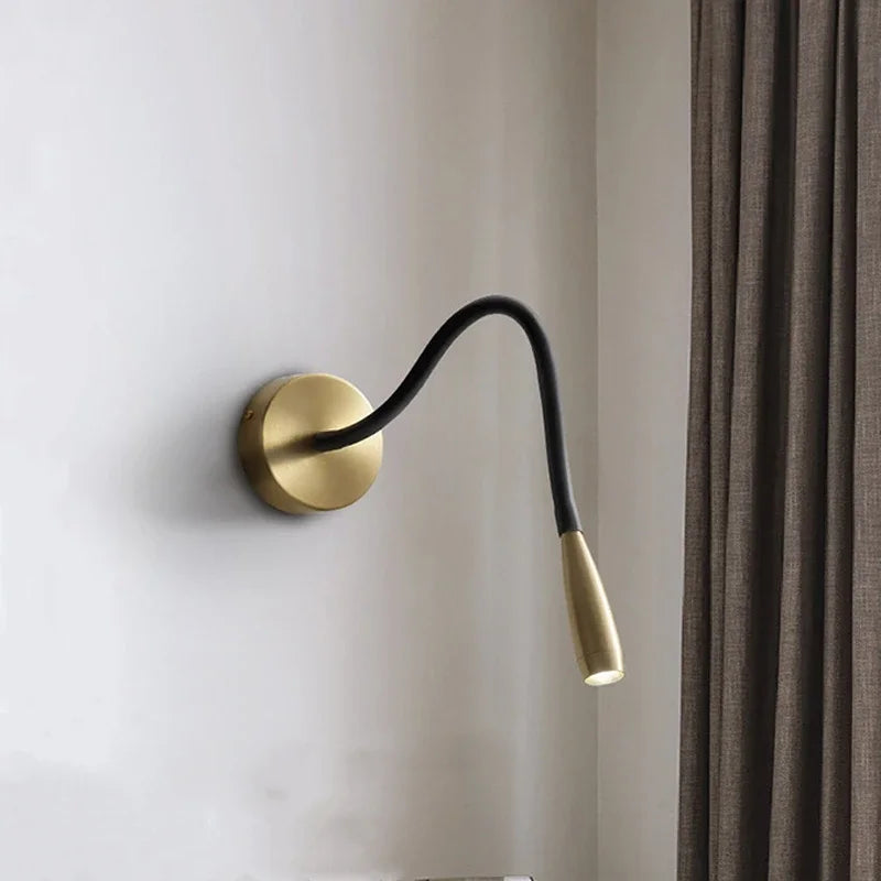 Afralia™ Adjustable Arm Copper Wall Lamp LED Bedside Reading Light