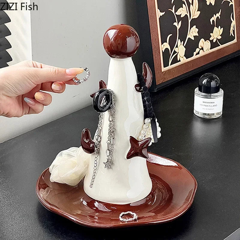 "Afralia™ Magician Hat Jewelry Display Stand Decorative Shelves Earrings Necklace Holder"