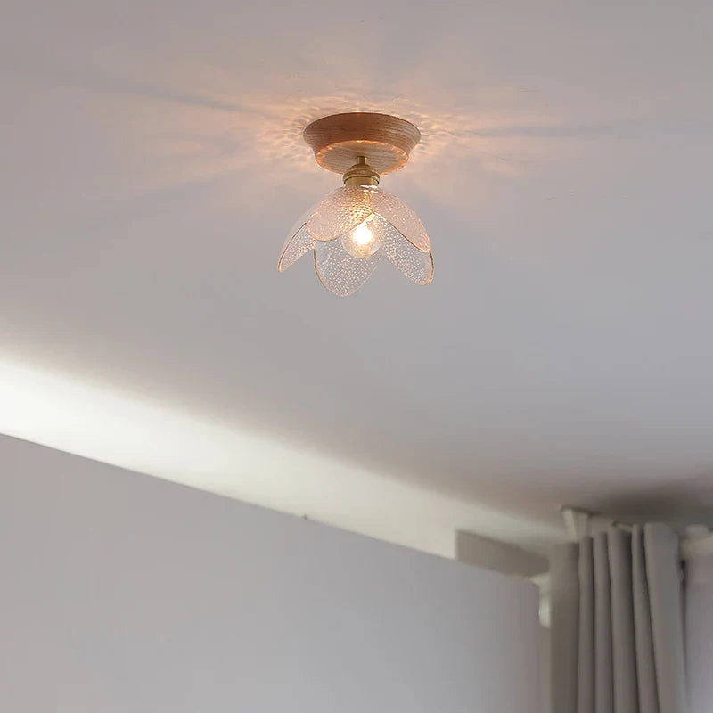 Afralia™ Glass Wood LED Ceiling Light Modern Ceiling Lamp