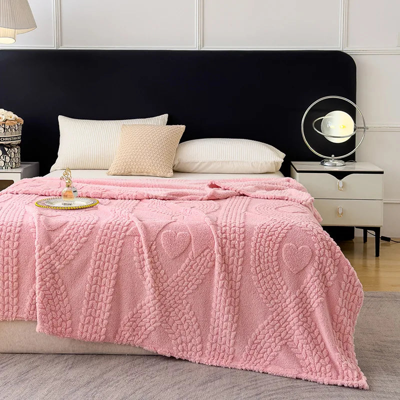 Afralia™ Taffeta Velvet Jacquard Coral Fleece Blanket: Warm, Skin-Friendly, Multi-Functional Sofa Cover