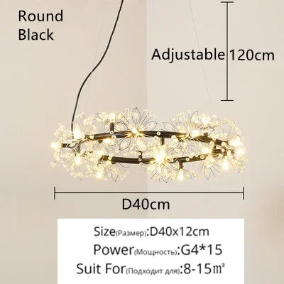 Afralia™ Crystal Bionic Petals Chandelier for Living Dining Bedroom Hall Hotel Decor