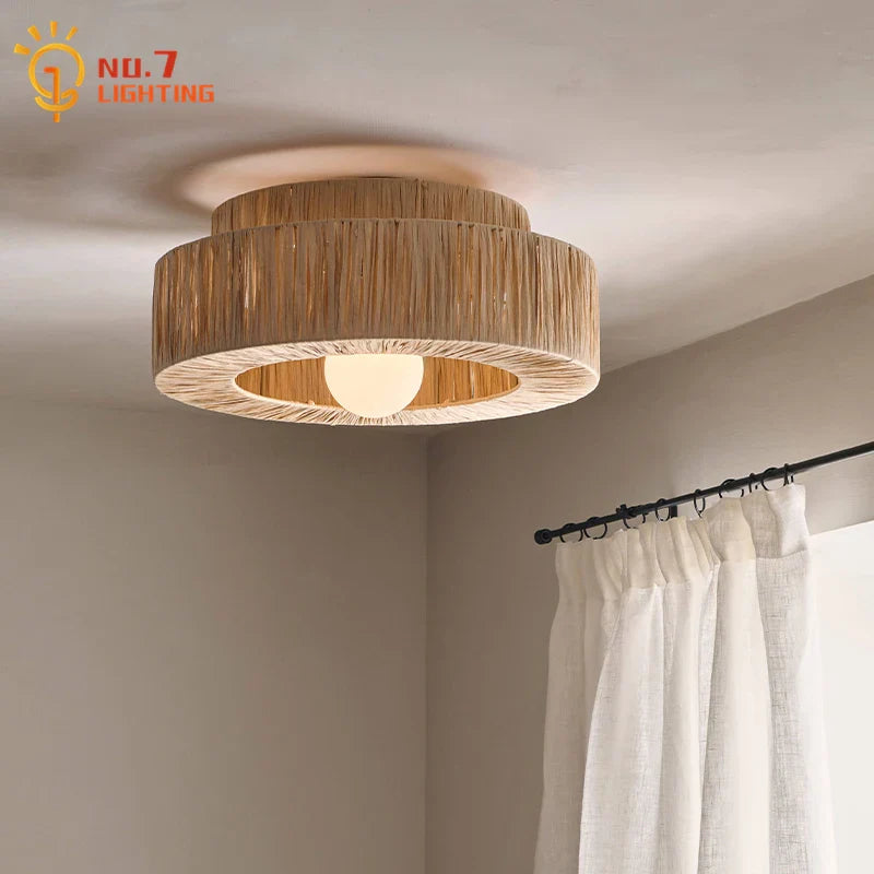 Afralia™ Wabi-sabi Rattan Weave Pendant Light for Home and Restaurant