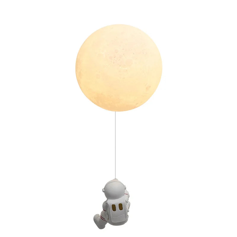 Afralia™ Astronaut Moon Wall Lamp: Modern Minimalist Kids Bedroom Background Light