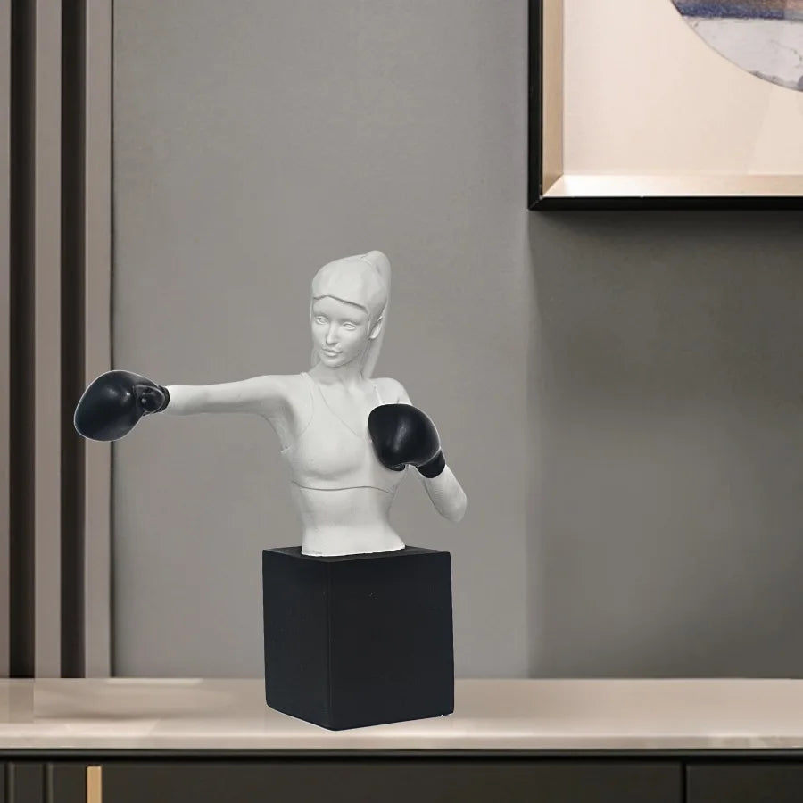 Afralia™ Boxer Resin Statue: Abstract Movement Figure Ornament for Home Decor