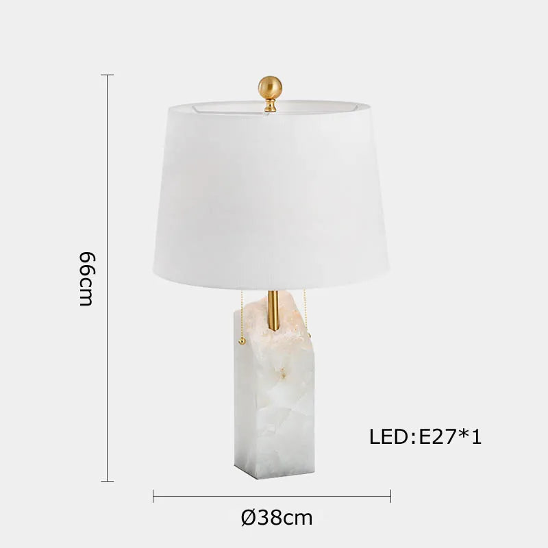 Afralia™ Oriental Marble LED Desk Lamp Classy Home Decor Luxury Textile Table Light.