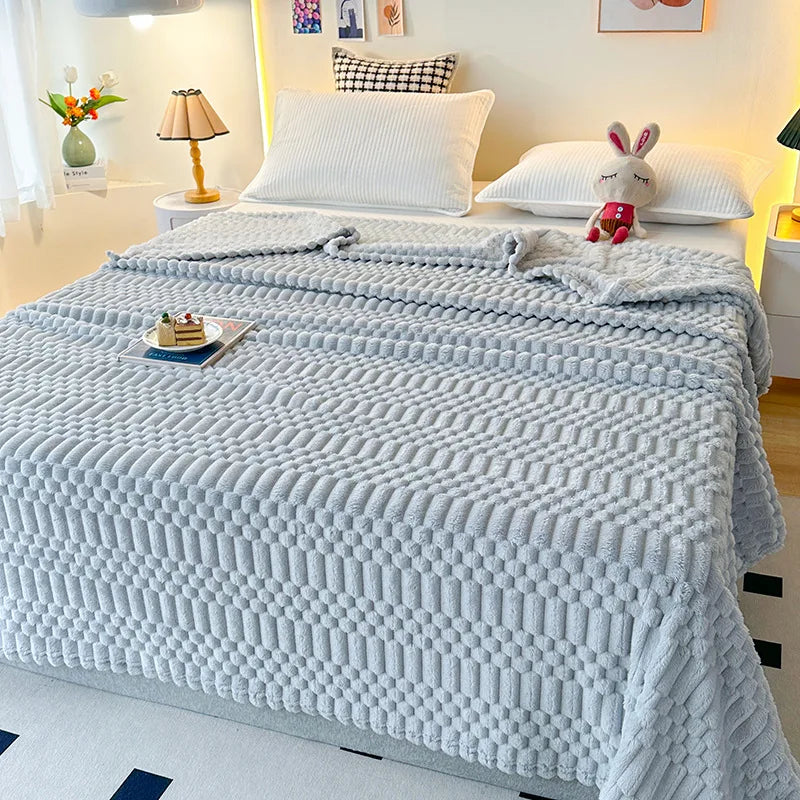 Afralia™ Flannel Sofa Cover Blanket | Soft Nordic Style for Single Double Beds