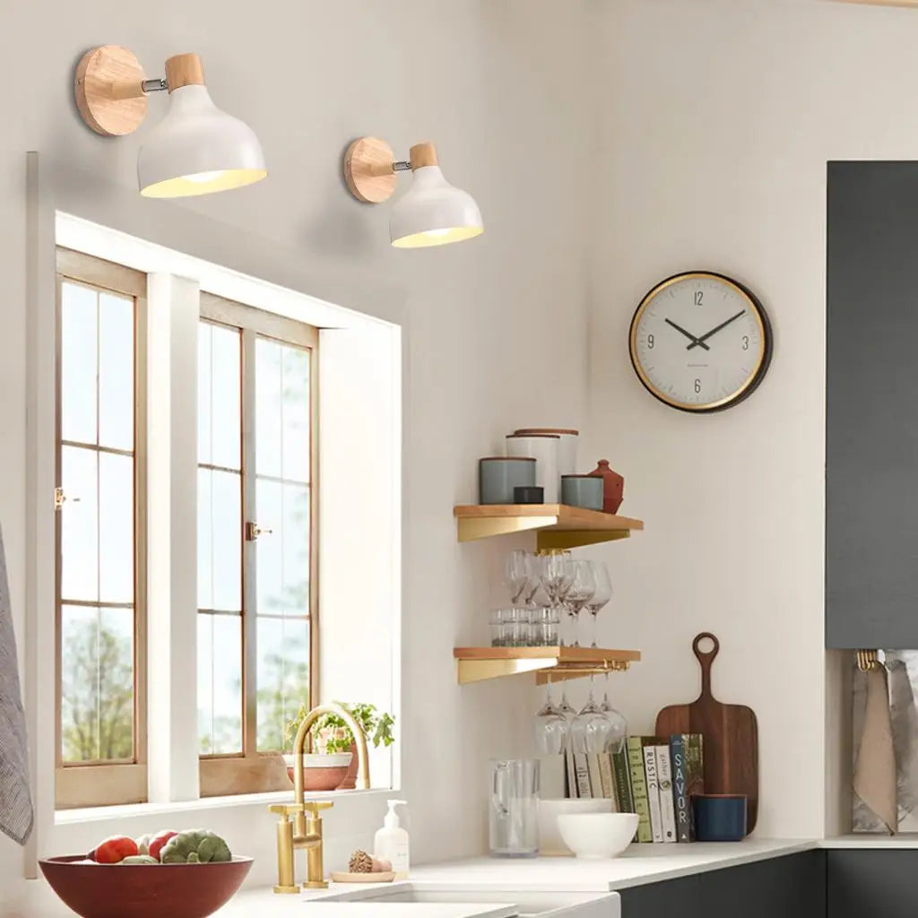 Afralia™ Nordic Wood Macaron Wall Sconce E27 Home Lighting Fixture