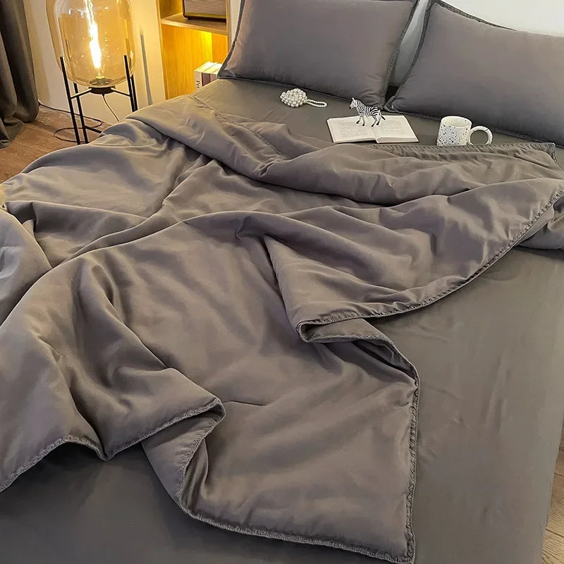 Afralia™ Embroidery Cooling Comforter, Queen Size, Soft & Breathable for Spring Summer