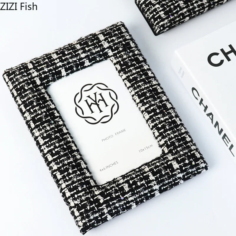 Afralia™ 6x7 Inch Fabric Framed Portrait Photo Frame for TV Cabinet Decor