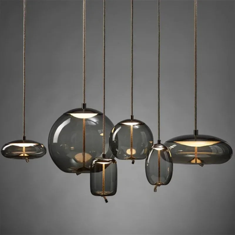 Afralia™ Modern LED Glass Chandelier for Living Room Bedroom Kitchen Pendant Lamp