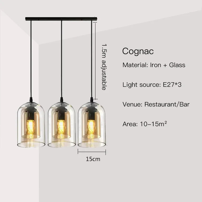 Afralia™ Smoke Grey Glass Chandelier for Living room Bedroom Kitchen Coffee Shop Light