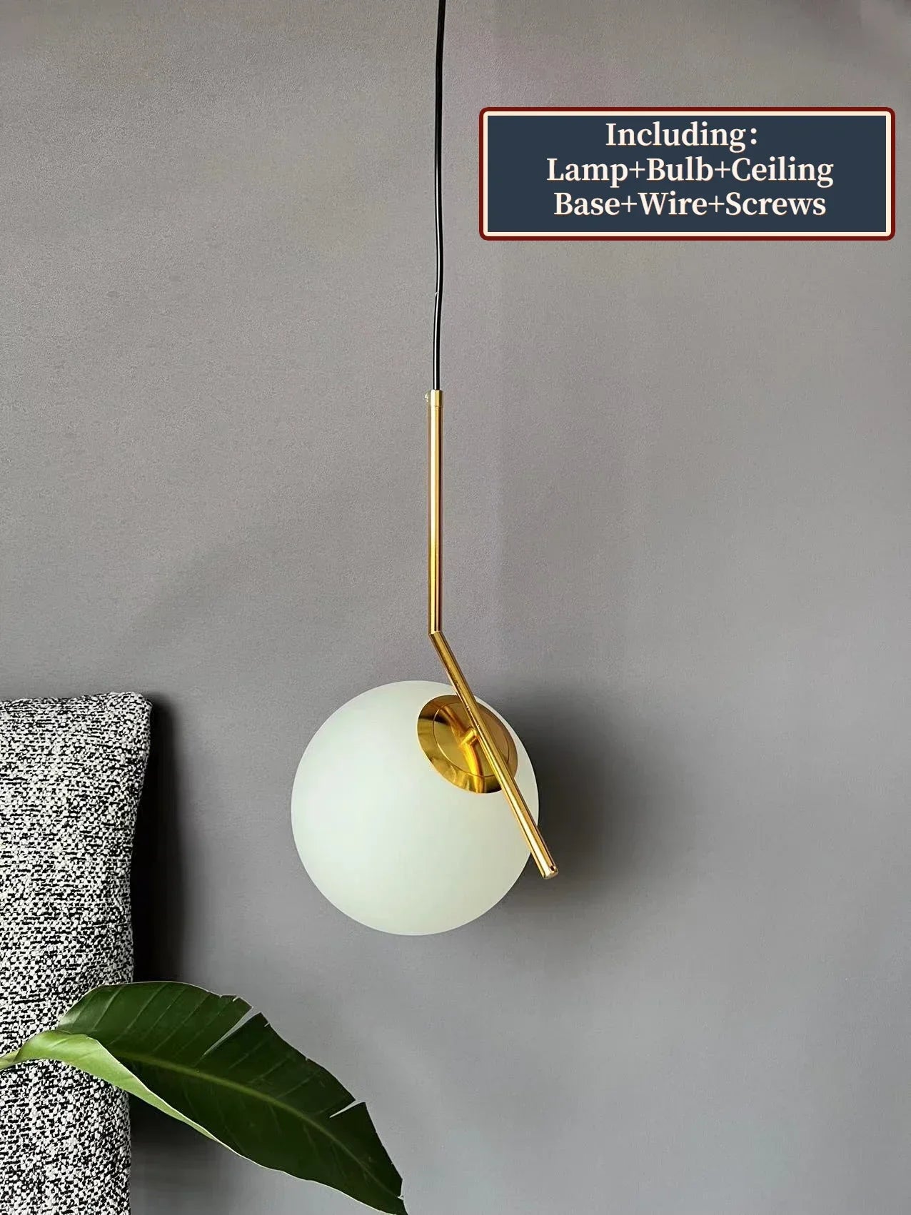 Afralia™ Glass Ball Pendant Light Fixture Modern Hanging Lamp for Bedroom Dining Room