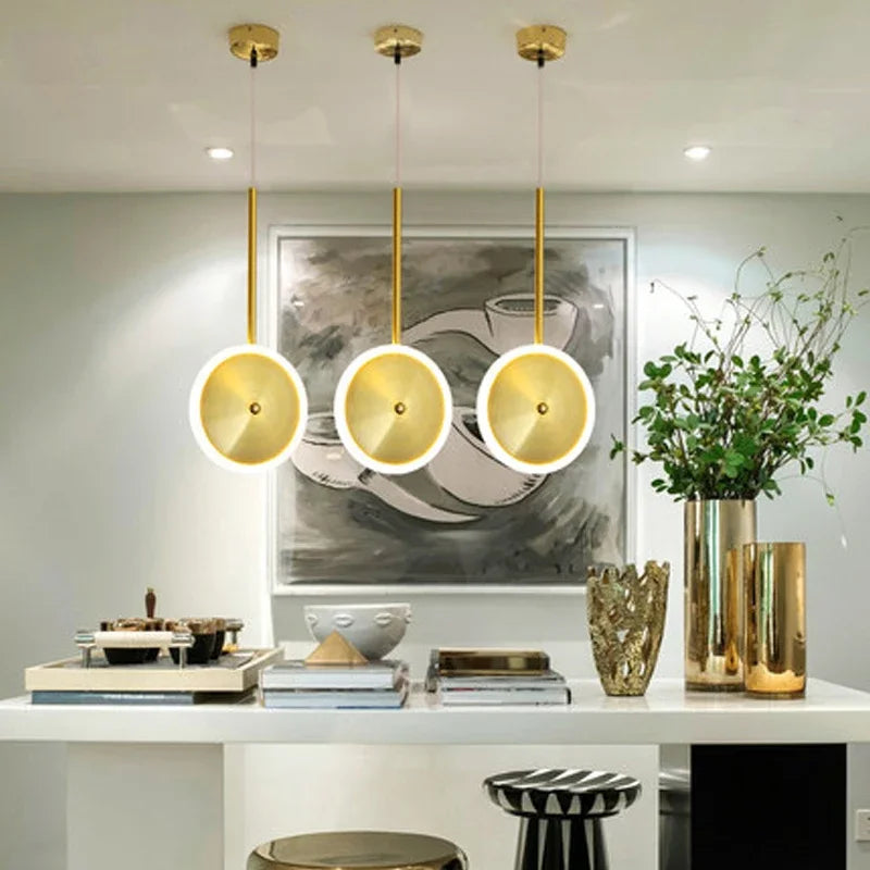 Afralia™ Gold LED Pendant Ceiling Light for Home Decor & Kitchen Island