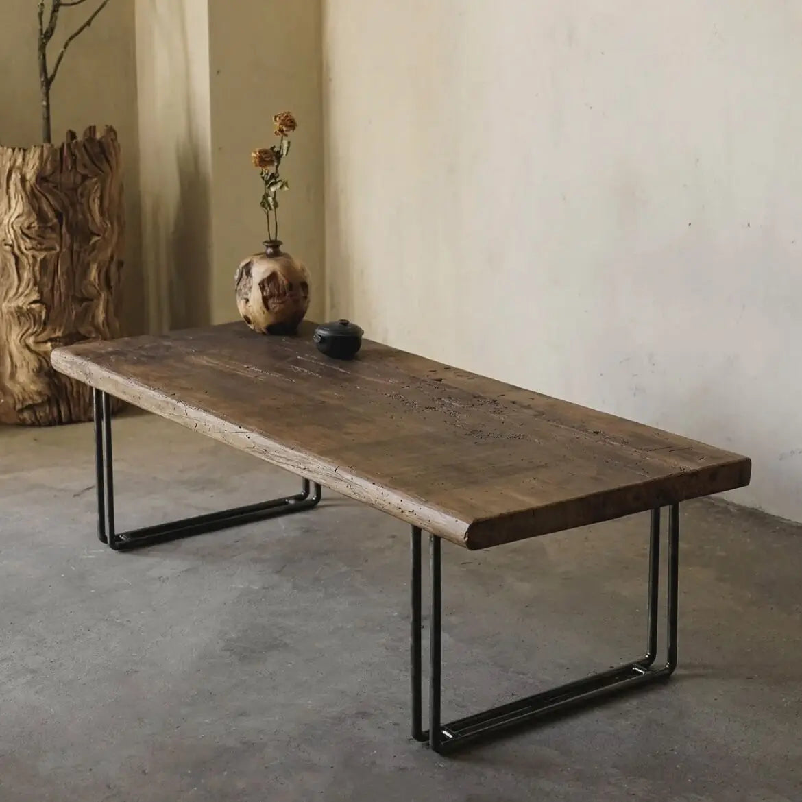Afralia™ Solid Wood Tea Table Workbench Desk for Home and Office Décor