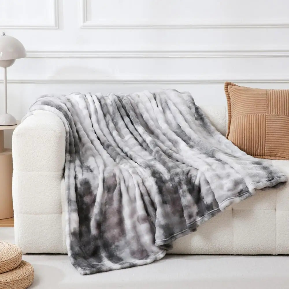 Afralia Fuzzy Faux Fur Blanket - Cozy & Soft Reversible Throw for Sofa and Bed