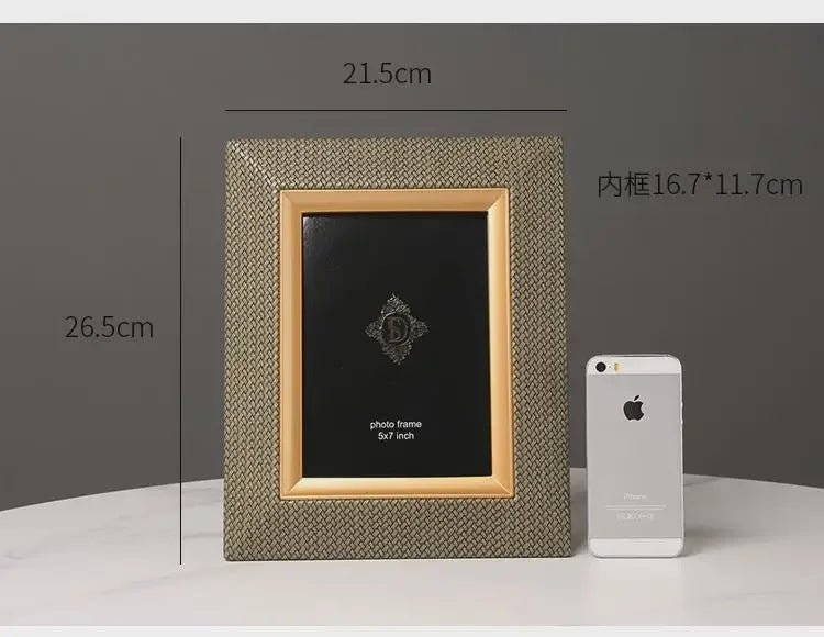 Afralia™ Leather Metal Picture Frame: Luxury Office Study Bedroom Decor & Gift