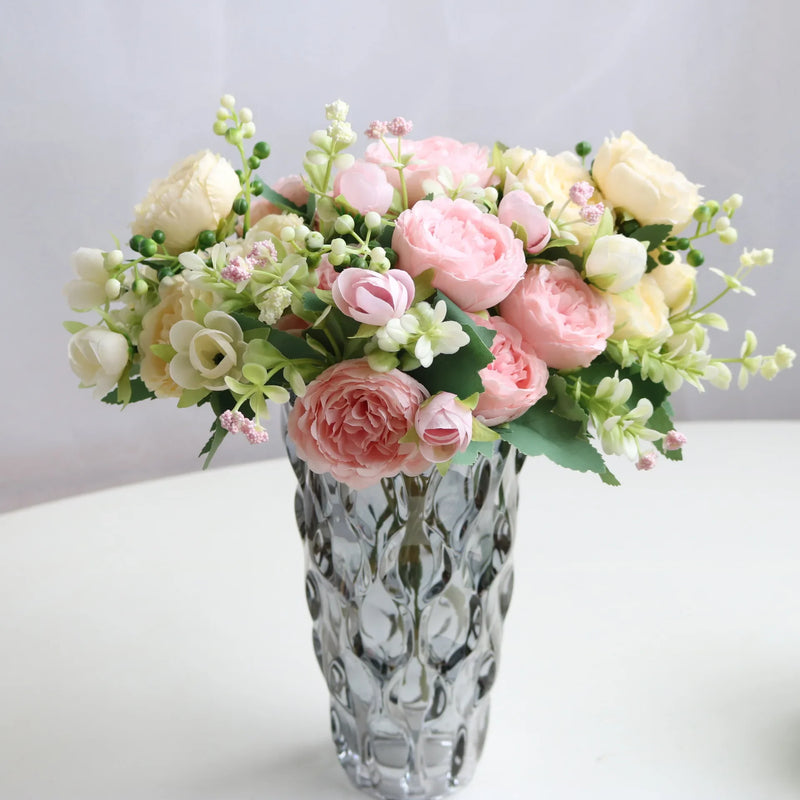 Afralia™ Peony Roses Silk Flower Bouquet for Home Garden Party Wedding Décor